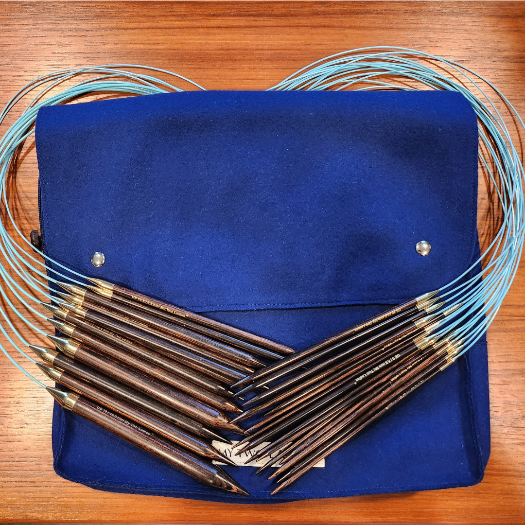 Ultimate Blue Silk Adjustable Knitting Needle System Collection | 14 needles w/custom case